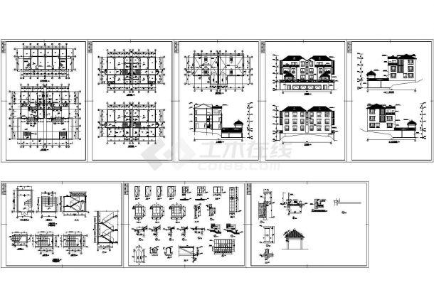 某现代广东别墅建筑方案设计详细施工cad图纸